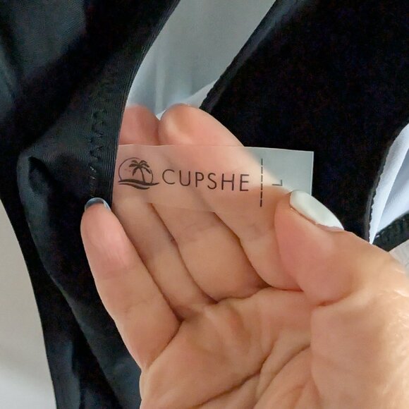 Cupshe Blue Floral and Black One Piece Swimsuit - Picture 3 of 6